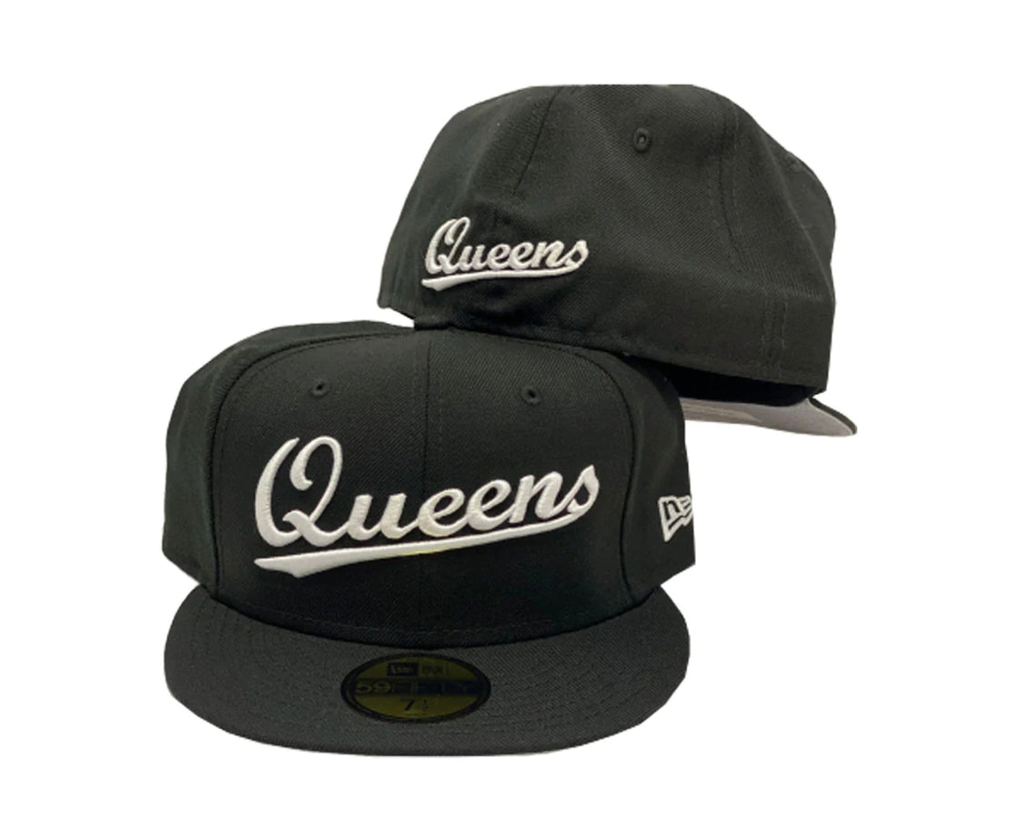 New York City Queens Black New Era 59Fifty Fitted Cap