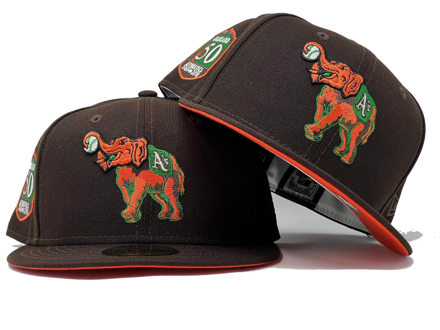 Oakland Athletics 50th Anniversary "AUTUMN 2" Deep Brown Orange Brim New Era Fitted Hat
