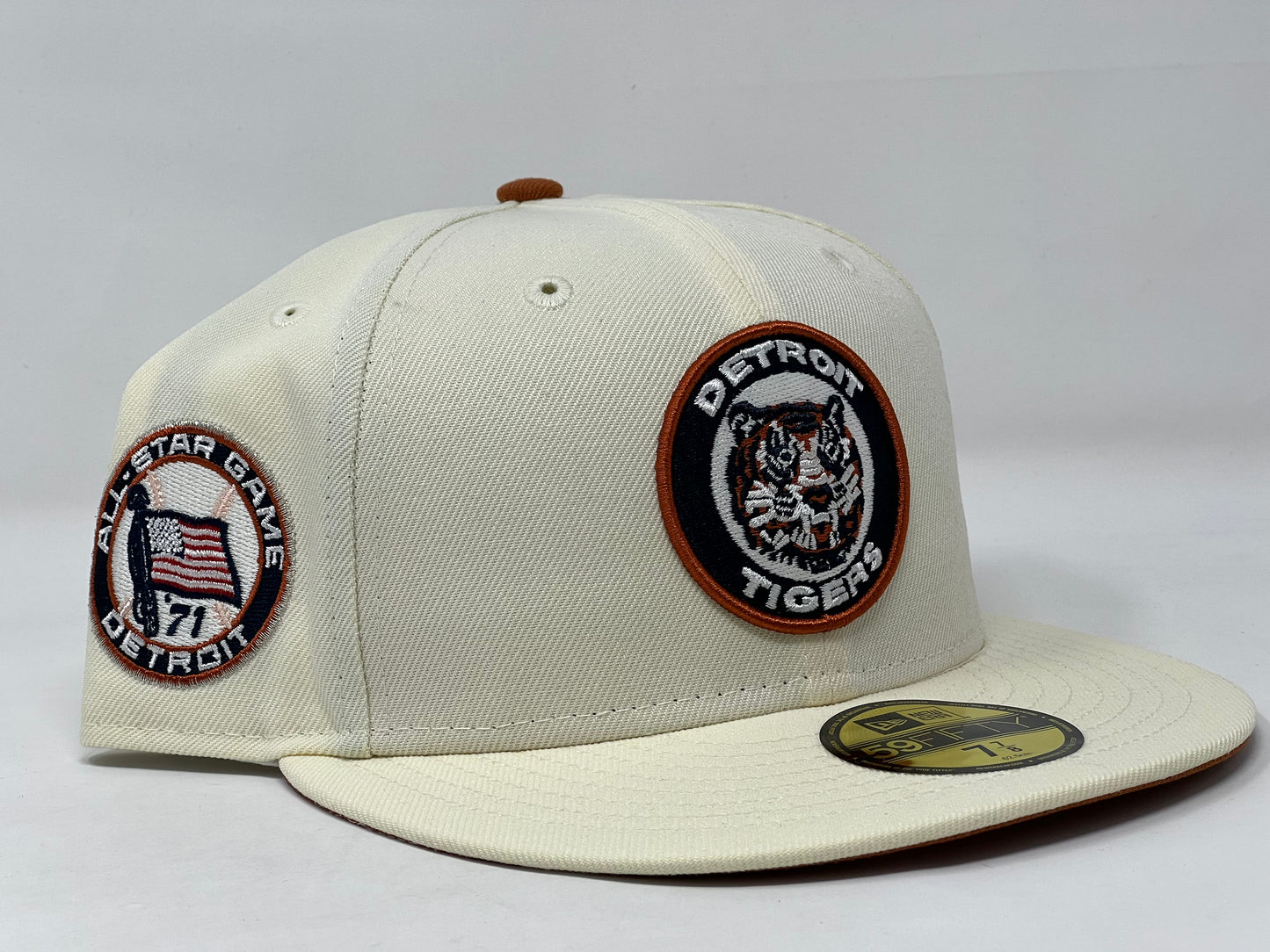 Detroit Tigers 1971 All Star Game "Off White Dome " Collection Rust Orange Brim New Era Fitted Hat