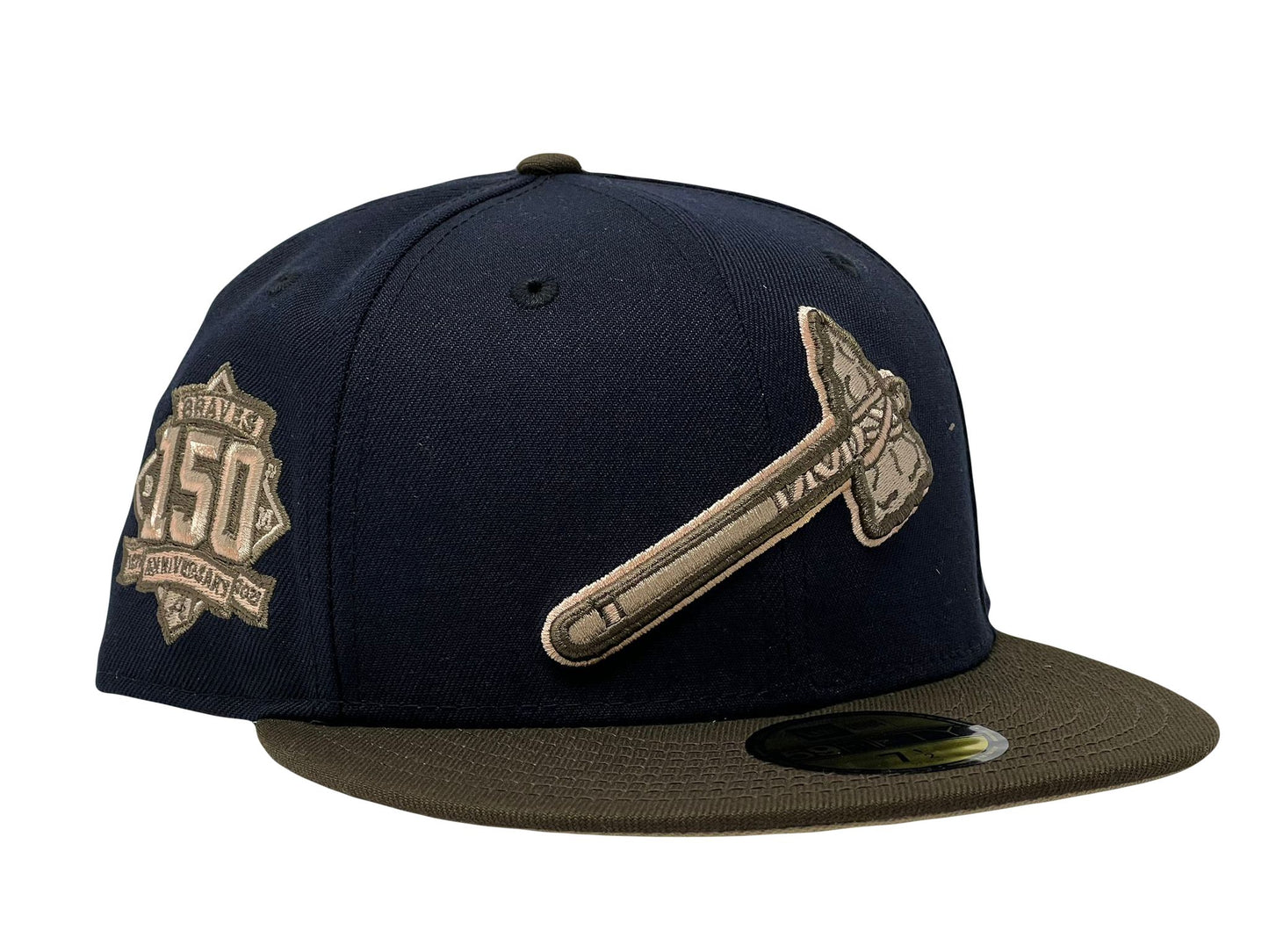 Atlanta Braves 150th Anniversary Navy Brown Visor Camel Brim New Era Fitted Hat