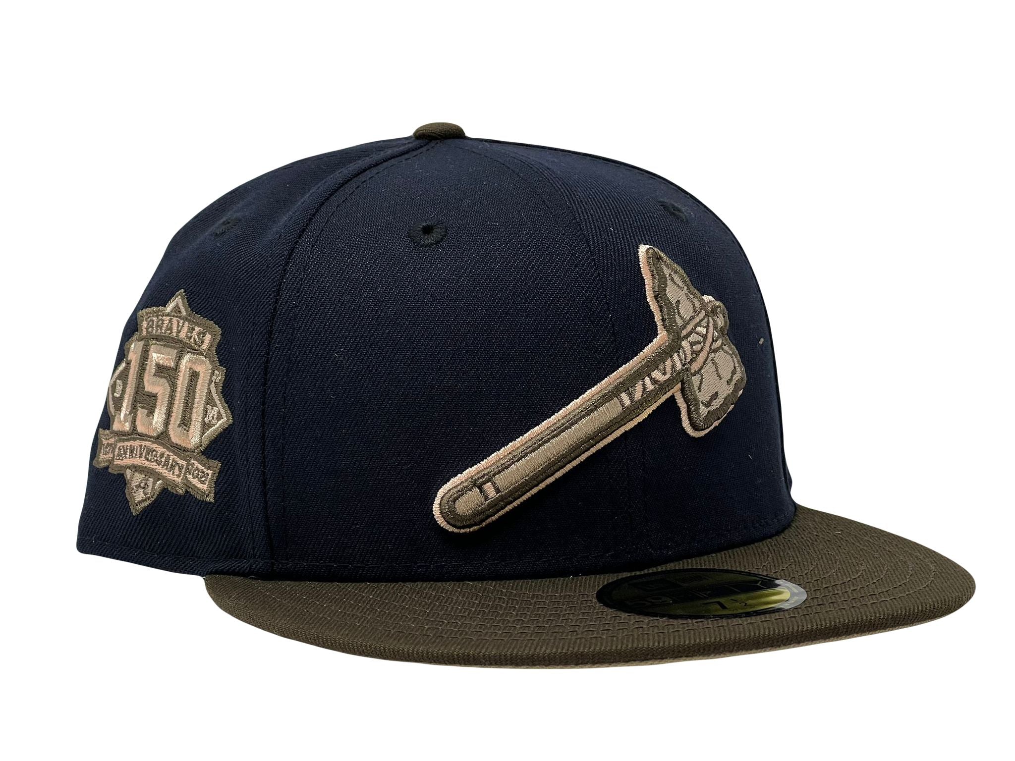 New Era Atlanta Braves Black Fitted Hat MLB 2021 World Series Patch Gray  U/V Cap