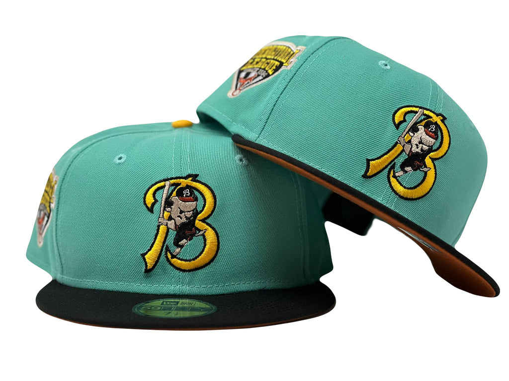 BUFFALO BISONS INTERNATIONAL LEAGUE BLUE TINT BLACK VISOR RUST ORANGE BRIM 59FIFTY NEW ERA FITTED HAT