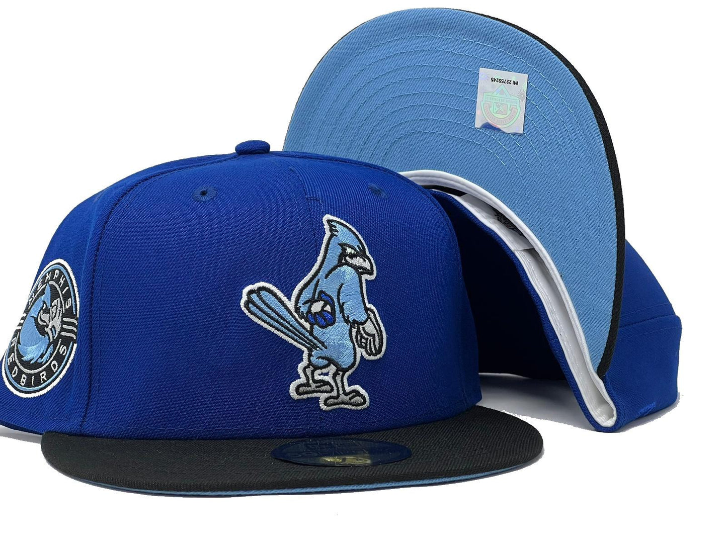MEMPHIS RED BIRD MINOR LEAGUE "WINTER ICY PACK" SKY BLUE BRIM NEW ERA FITTED HAT