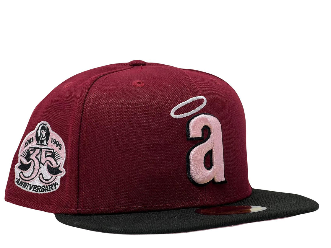 LOS ANGELES ANGELS 35TH ANNIVERSARY PINK BRIM NEW ERA FITTED HAT