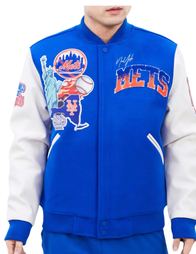 New York Mets Hometown Blue/White Pro Standard Varsity Jacket