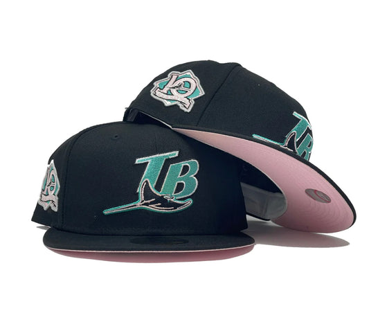 Tampa Bay Devil Rays 10th Seasons Black Pink Brim New Era Fitted Hat