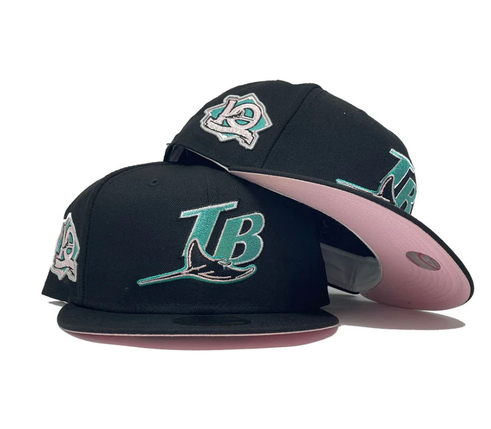 Tampa Bay Devil Rays 10th Seasons Black Pink Brim New Era Fitted Hat
