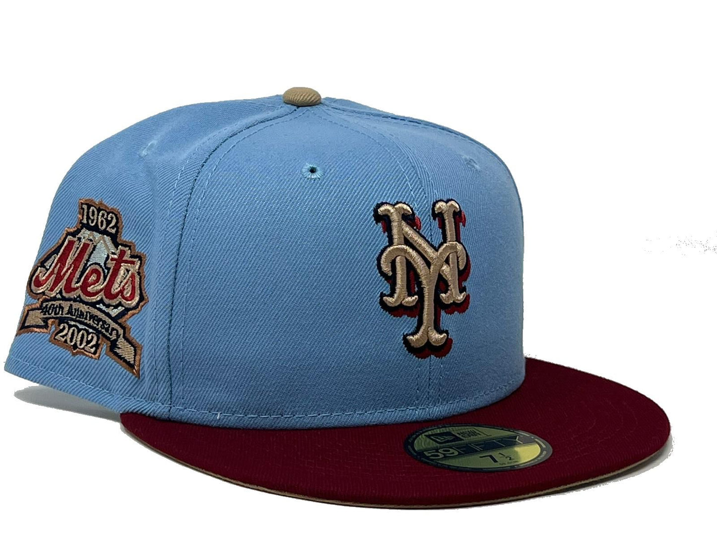 New York Mets 40th Anniversary Sky Burgandy Toast Brim New Era Fitted Hat