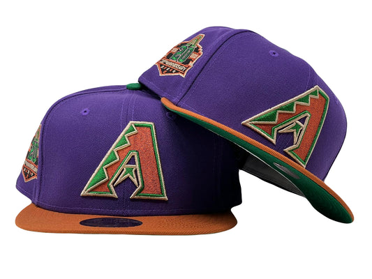 Arizona Diamondbacks 20th Anniversary "NHL Cross Over" Light Purple Rust Orange Visor Green Brim New Era Fitted Hat