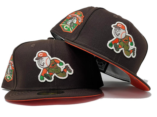 Cincinnati Reds 2003 Inaugural Season "Autumn 2" Collection Deep Brown Orange Brim New Era Fitted Hat