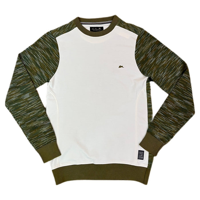 LONG SLEEVE QUILTED JACQUARD KNIT CREW (PALM)