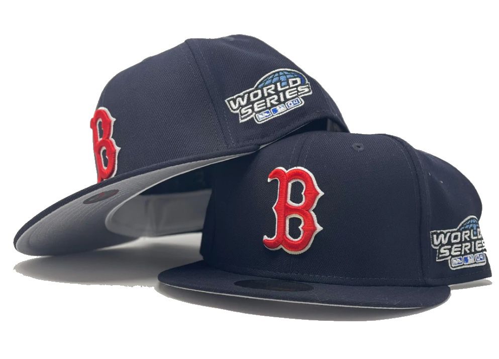 BOSTON RED SOX 2004 WORLD SERIES GRAY BRIM NEW ERA FITTED HAT