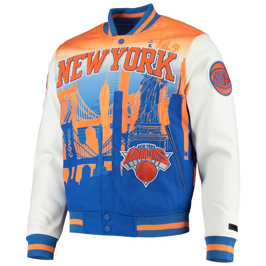 White New York Knicks Pro Standard Remix Varsity Full-zip Jacket