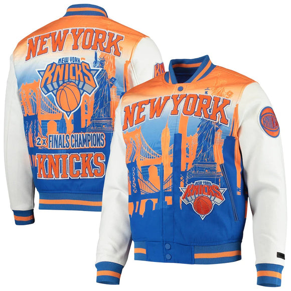 White New York Knicks Pro Standard Remix Varsity Full-zip Jacket
