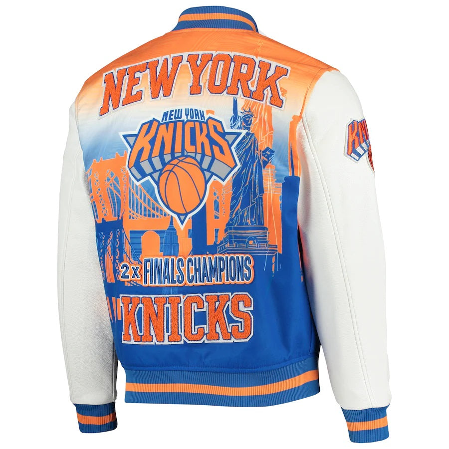 White New York Knicks Pro Standard Remix Varsity Full-zip Jacket