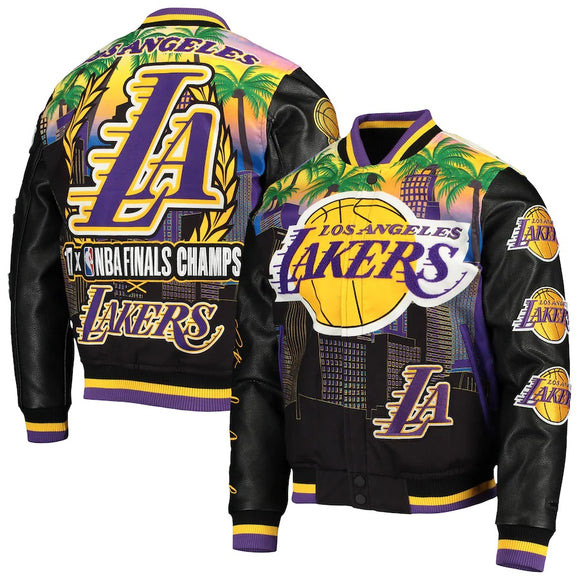 Varsity Los Angeles Black Pyramid Lakers Jacket - HJacket