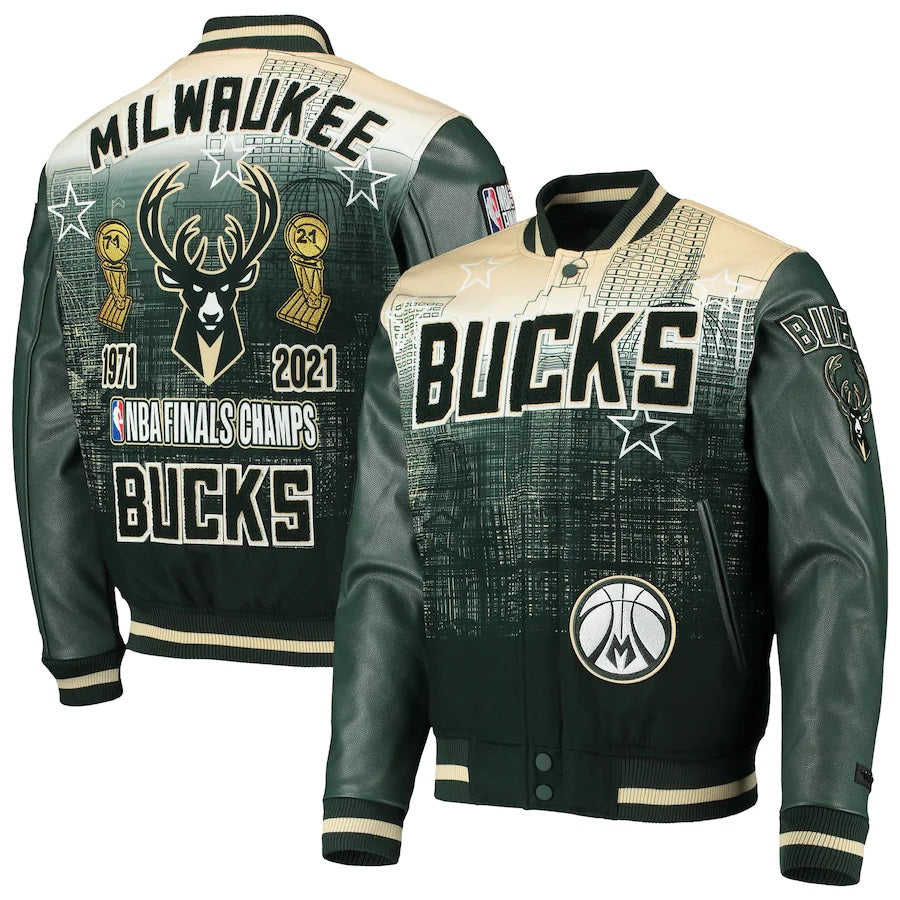 Green Milwaukee Bucks Pro Standard Remix Varsity Full-zip Jacket 